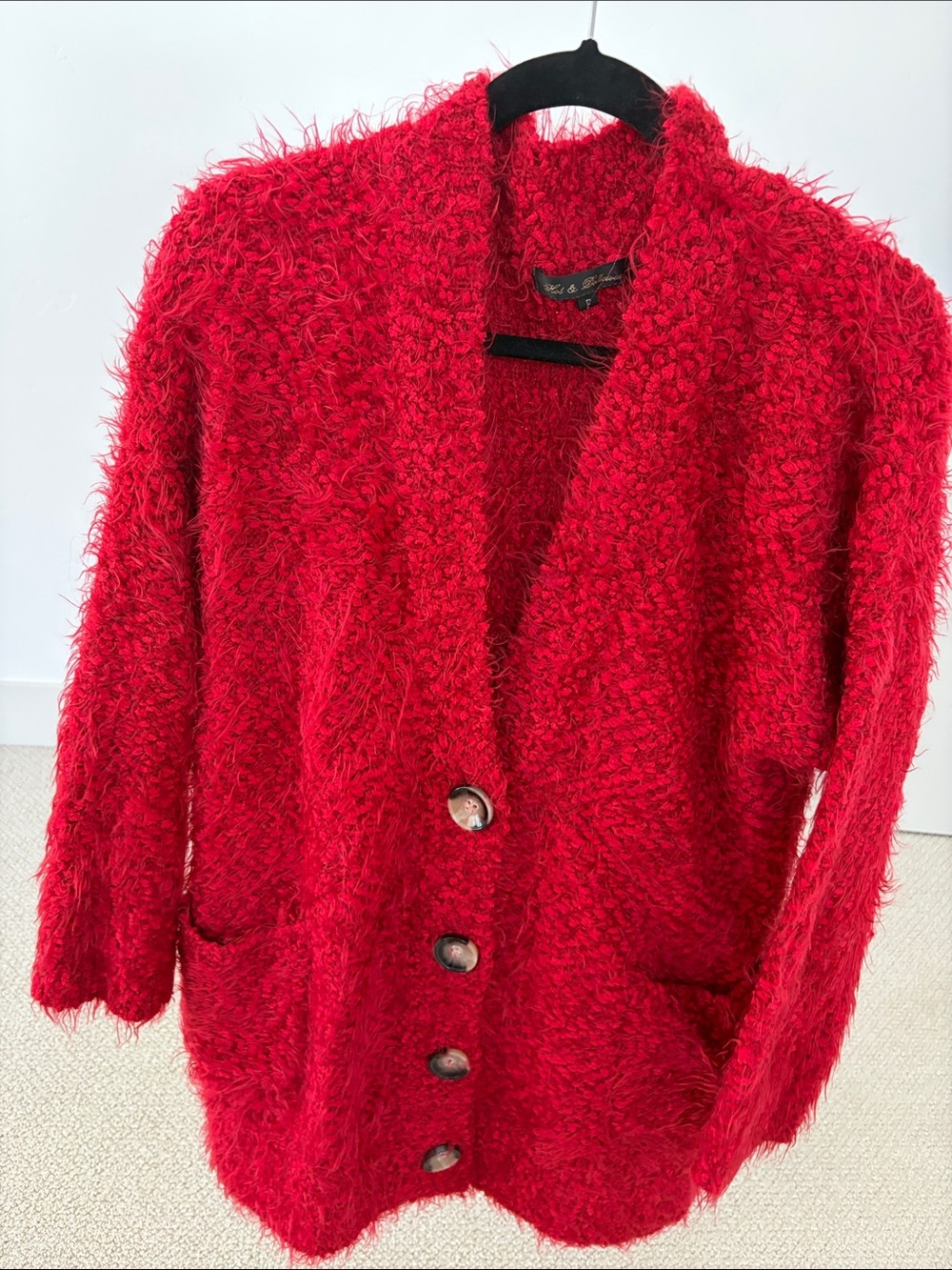 Hot & Delicious Fuzzy Red Button-Front Cardigan